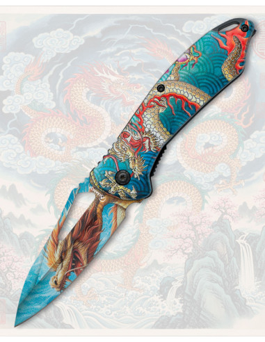 Canivete Albainox com dragões 3D cabo em ABS