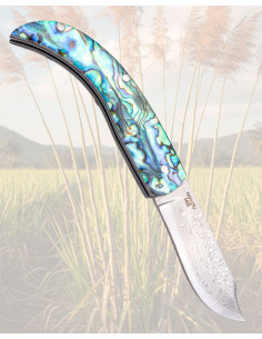 Facão Rústico Tramuntana Knives com cabo de abalone e resina 2