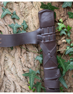Capa marrom para espada revestida de madeira, modelo Eldric