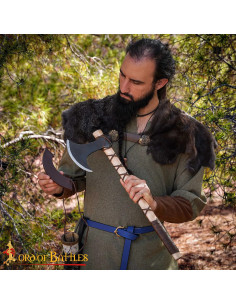 Machado Vikingo Forjado à Mão com Estojo de Couro