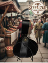 Bolsa medieval de couro para cinto, preta