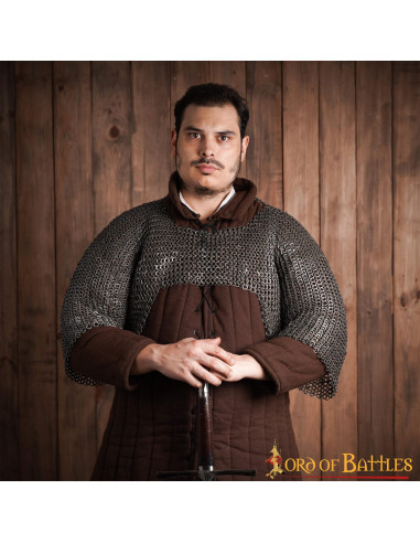 Camisa curta de malha de aço, calibre 16