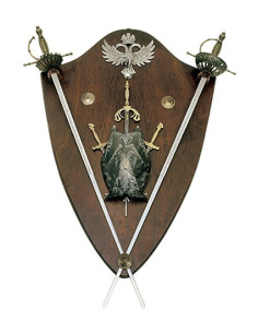 Panóplia medieval águias e espadas (102x70 cm.)