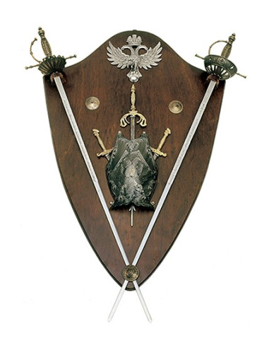 Panóplia medieval águias e espadas