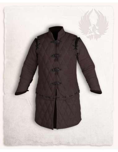 Gambesão medieval acolchoado modelo Arthur, cor marrom