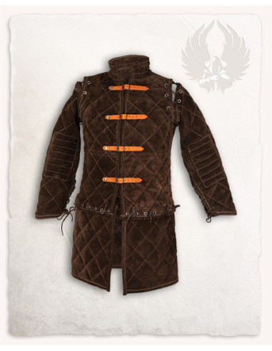 Gambeson medieval em camurça modelo Arthur, na cor marrom