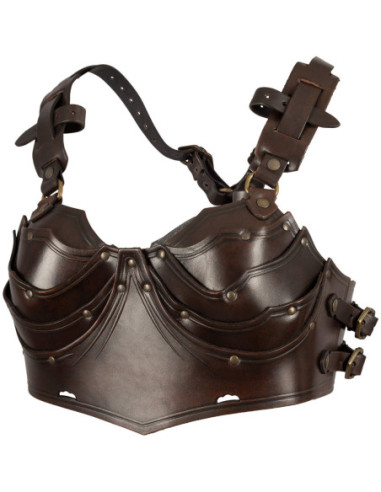Corset medieval em couro modelo Lilith, cor castanho