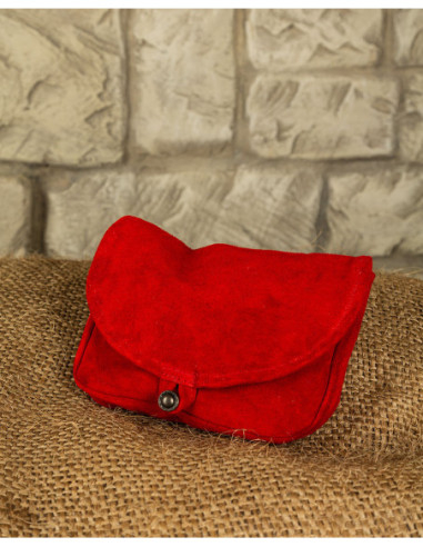 Bolso medieval em camurça para cinto, vermelho