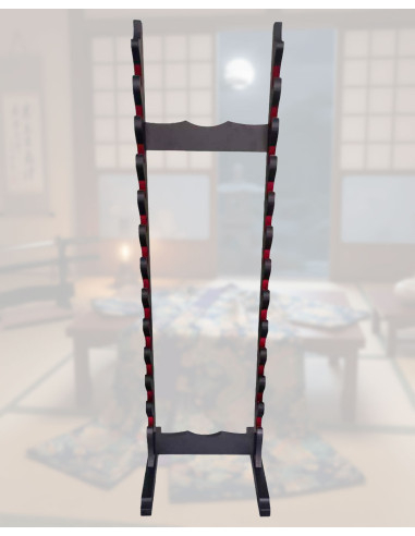 Suporte para 12 mini katanas em madeira negra