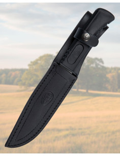 Faca Muela com cabo de borracha preta, capa de couro 2