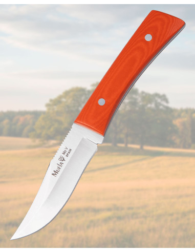 Faca integral Muela com cabos de micarta laranja