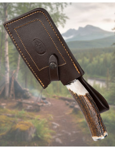 Machado Muela artesanal aço 440c cabo de cervo gravado 2