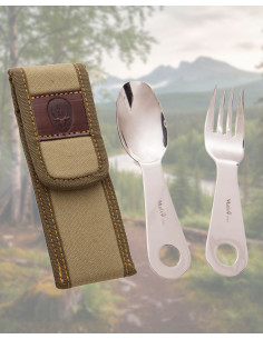 Conjunto de talheres Muela para camping em aço inox, estojo