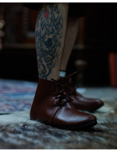 Botas medievais de couro modelo Heinrich, cor marrom