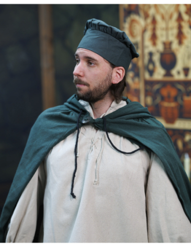Gorro medieval em algodão modelo Armin, cor verde