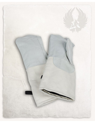 Manoplas medievais em pele modelo Anselm, cor branca natural