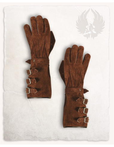 Luvas medievais em camurça modelo Kondor, cor marrom claro