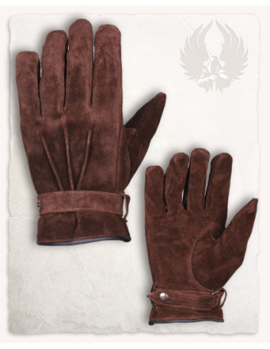 Luvas medievais de couro modelo Hartwig, cor marrom