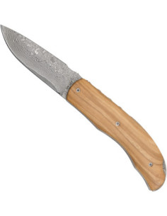 Canivete dobrável em Aço Damasco 71 camadas e Ébano