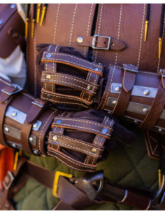 Bracelete para pulso-mãos em couro modelo Strigo, cor marrom 2