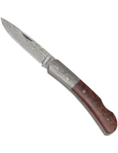 Faca Premium Aço Damasco Cabo Madeira Serpente