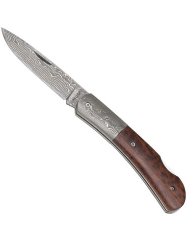 Faca Premium Aço Damasco Cabo Madeira Serpente