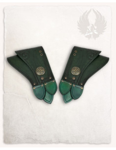 Shoulders medievales modelo Hektor em couro, verde