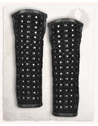 Grevas medievais em couro modelo Robert, cor preta