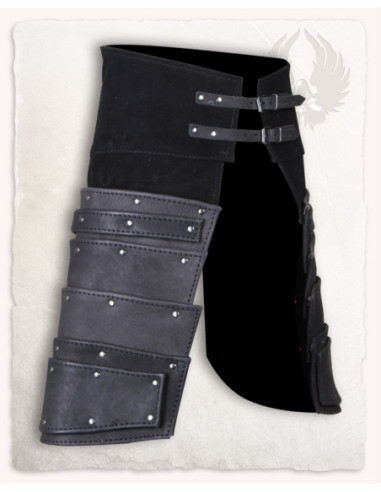 Cinto com escarcela lateral modelo Albercht, couro preto