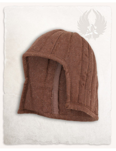 Cofia medieval acolchada protetora modelo Arthur, cor marrom