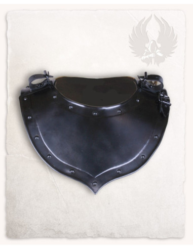 Gorjal medieval de aço modelo Balthasar, acabamento enegrecido