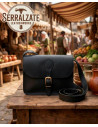 Bolsa robusta de couro medieval para recriadores, preta