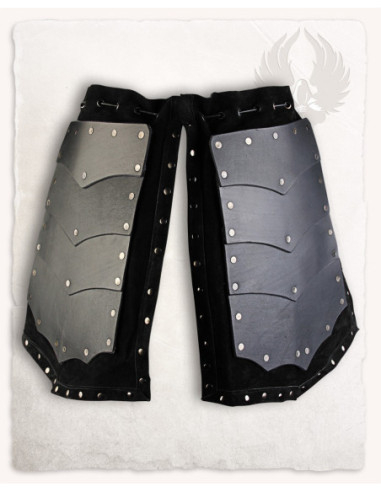 Escarcelas frontais em couro preto, modelo Rasmus