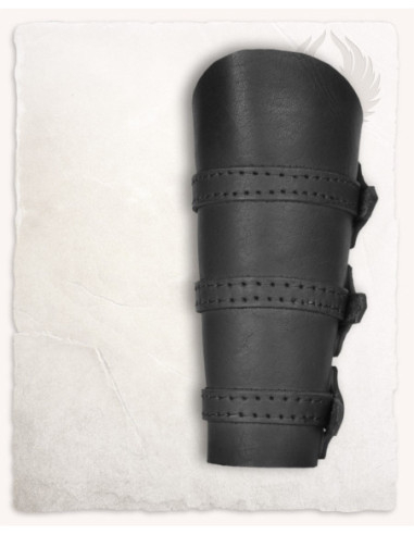 Pulseiras medievais de couro preto, modelo Simon