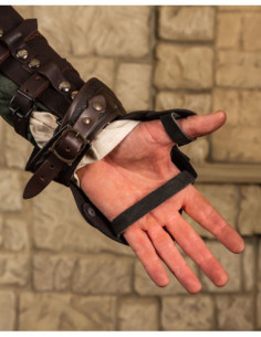 Luvas Medievais em Couro Preto, Modelo Sulla 2