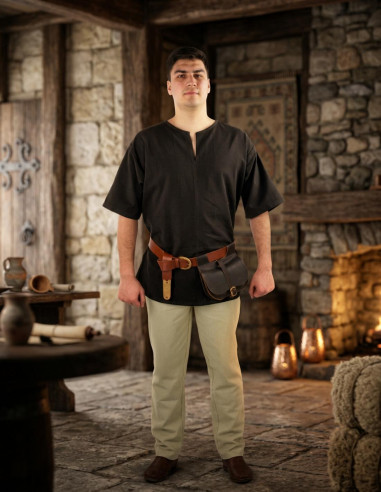 Túnica Viking manga curta Olaf, marrom