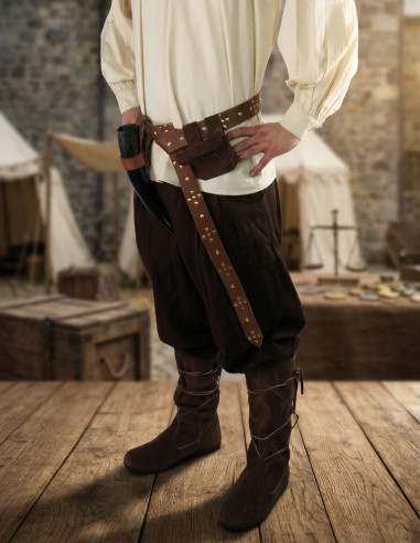 Calça capri larga Eckart, cor marrom