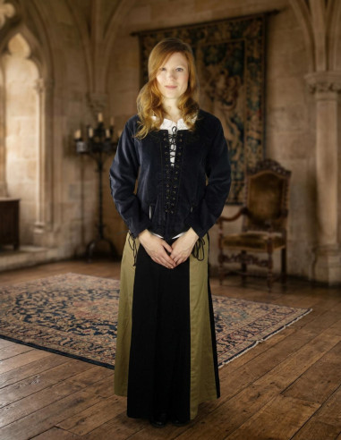 Corpete de renda medieval de veludo