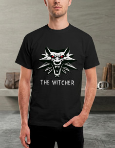 T-shirt The Witcher preta, manga curta
