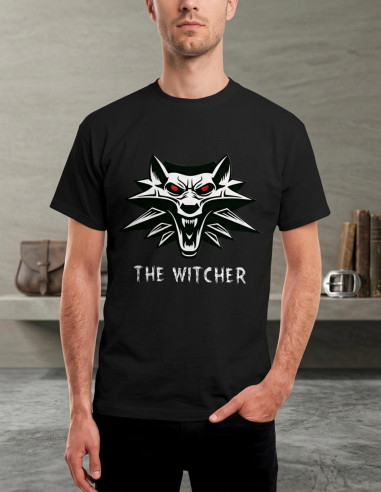 T-shirt The Witcher preta, manga curta