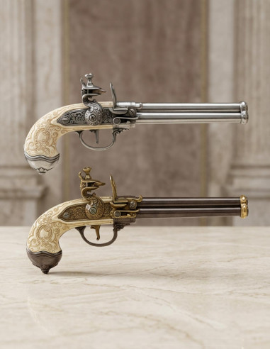Pistola italiana de 3 canos feita por Lorenzoni, 1680