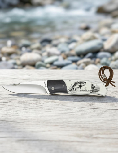 Canivete Albainox para pescador com bloqueio traseiro em aço inox 8,3 cm