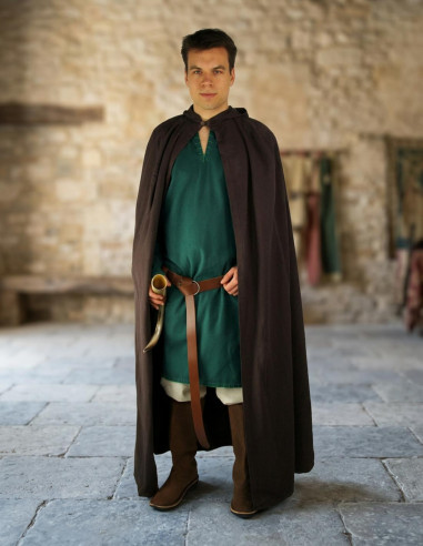 Capa medieval longa marrom escura