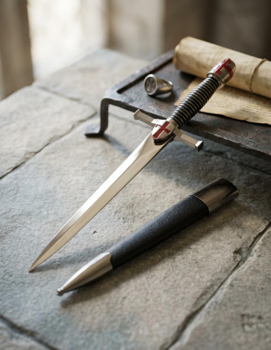 capacete Daga e transversal Templários, 39 cms.