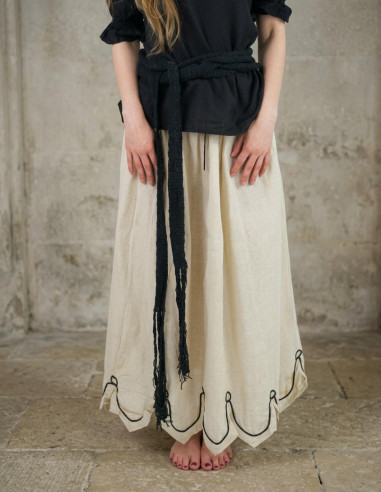 Cinto longo de algodão preto medieval