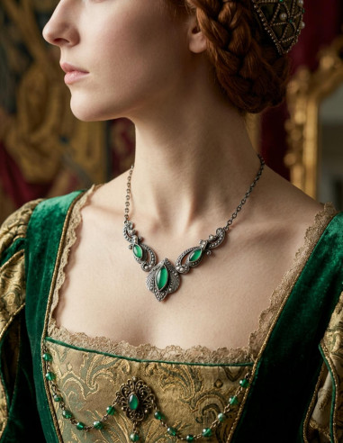 Pérolas de vidro verdes pendentes medievais