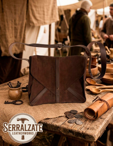 Bolsa Artesanal para Recreação e LARP, couro marrom