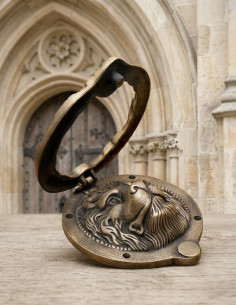 Knocker medieval modelo Leão em latão antigo 2