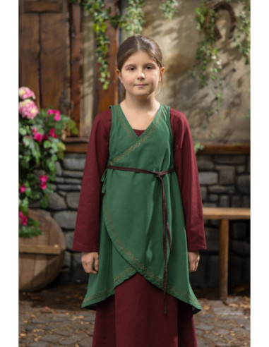 Vestido elegante de menina Lyn de algodão verde com bordado