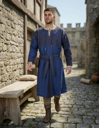 Túnica Medieval Azul-Escuro com mangas destacáveis